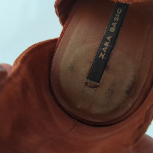 Zara Braided Lace Up Suede Stiletto Heels Brunt Orange 38/7.5 summer bohemian - Picture 12 of 12